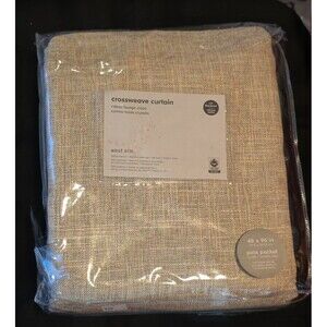 2 West Elm Crossweave Curtains Drapes Blackout Panels Belgium Flax 48Wx96L NEW